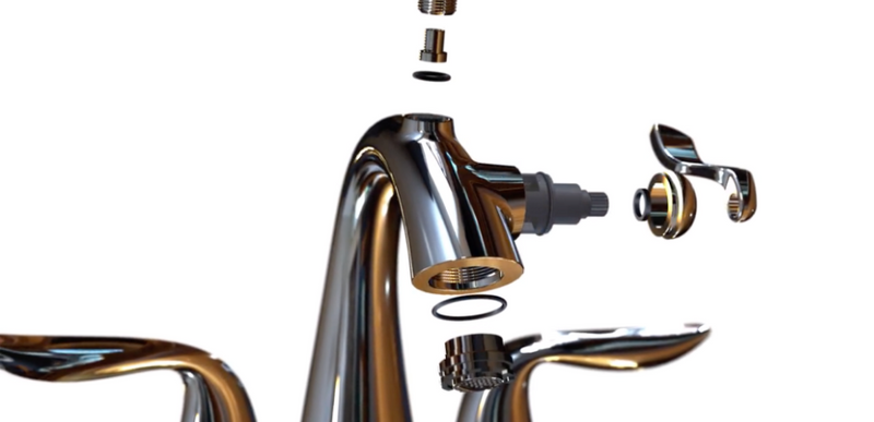 Disassembled Polished Chrome Nasoni Centerset Fountain Faucet