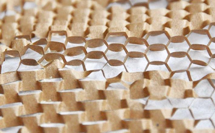 Eco-friendly honeycomb paper packaging closeup