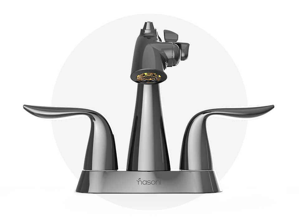 Front View of Gloss Black Nickel Nasoni Centerset Fountain Faucet