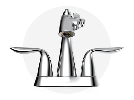 Front View of Polished Chrome Nasoni Centerset Fountain Faucet