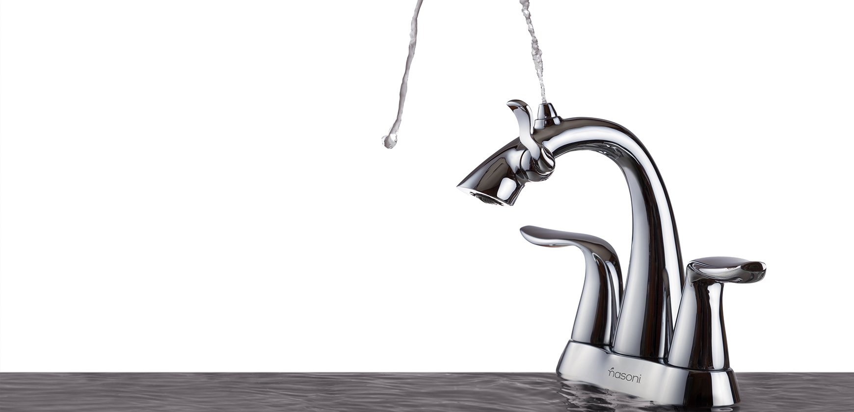 Polished Chrome Nasoni Centerset Fountain Faucet in use