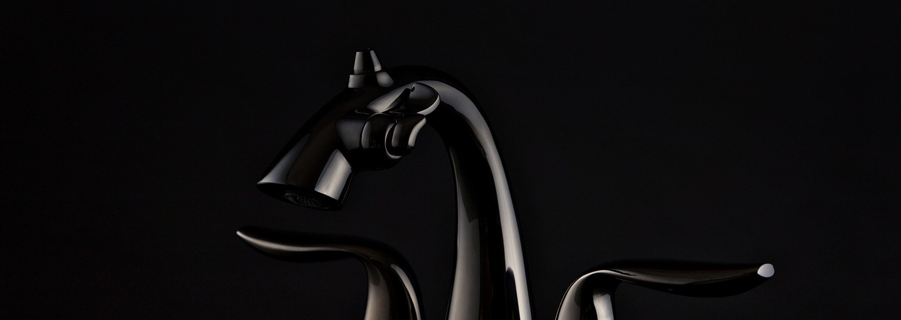 Gloss Black Nickel Nasoni Centerset Faucet on Seamless Black Background