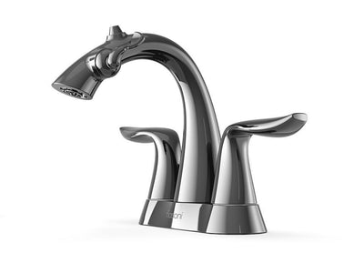 Front Angle View of Gloss Black Nickel Nasoni Centerset Fountain Faucet on White Background