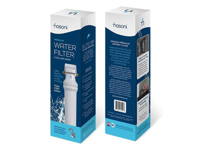 Nasoni Premium Water Filter Packaging Front and Back View on White Background