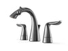 Front Angle View of Gloss Black Nickel Nasoni Widespread Fountain Faucet on White Background